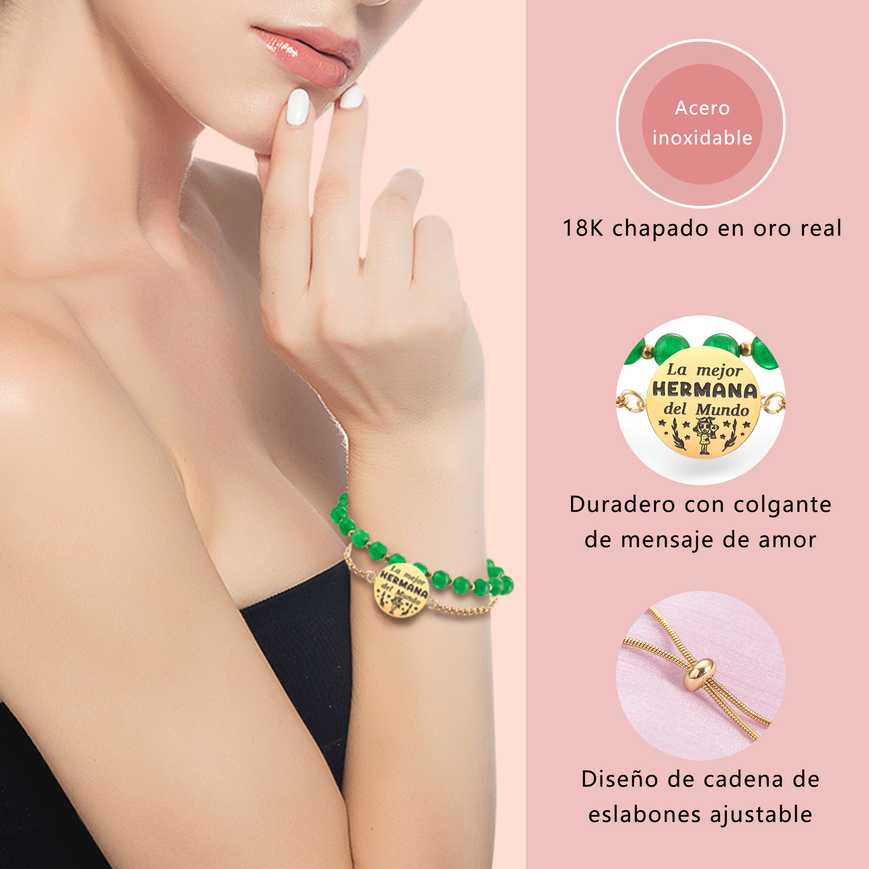LParkin Doble Cuenta Pulsera Hermanas Regalo Hermana Mayor o Pequeña Original, Regalo Cumpleaños
