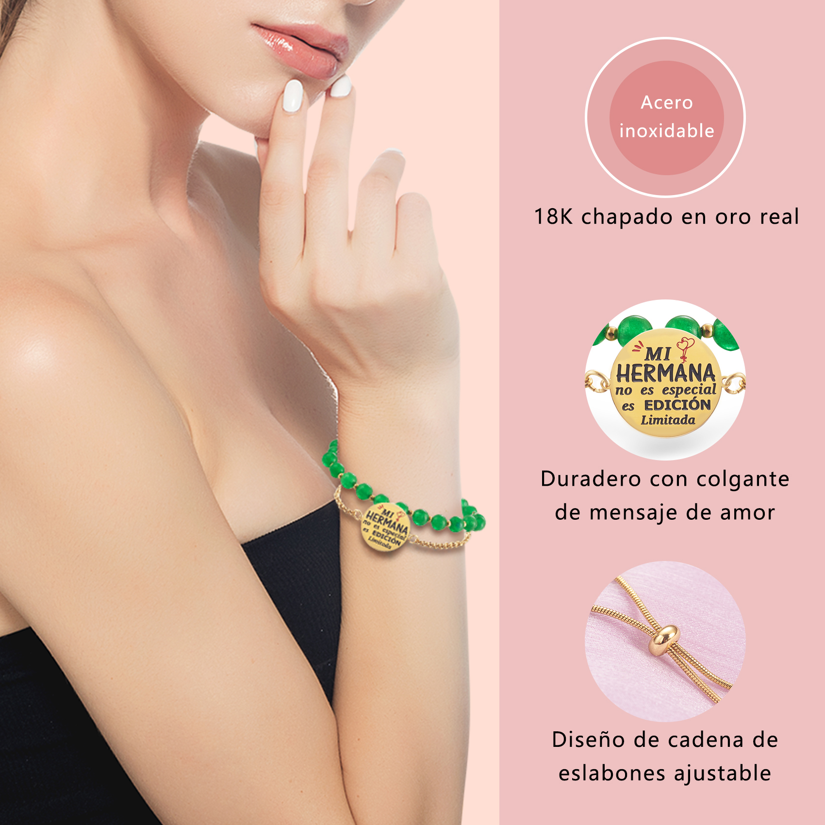 LParkin Doble Cuenta Pulsera Hermanas Regalo Hermana Mayor o Pequeña Original, Regalo Cumpleaños