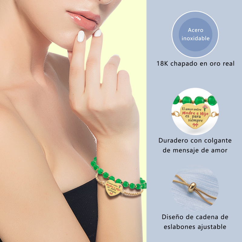 LParkin Doble Cuenta Pulsera Mama Acero Inoxidable Ajustable Regalo Mama Original Regalo Cumpleaños Mujer Regalo del día de la Madre