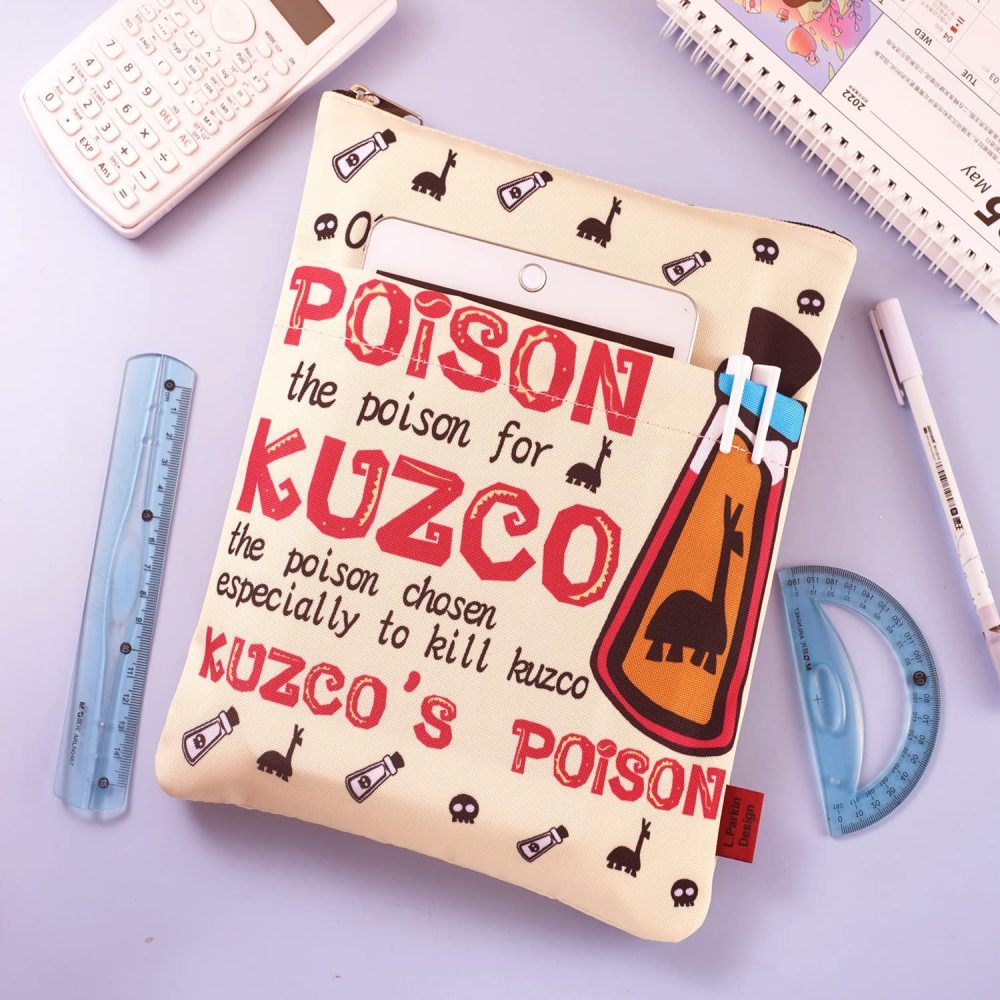 LParkin Poison Kuzco Cartoon Book Sleeve with Zipper for Book Lovers Protector Pouch Llama Sack Emperors Yzma