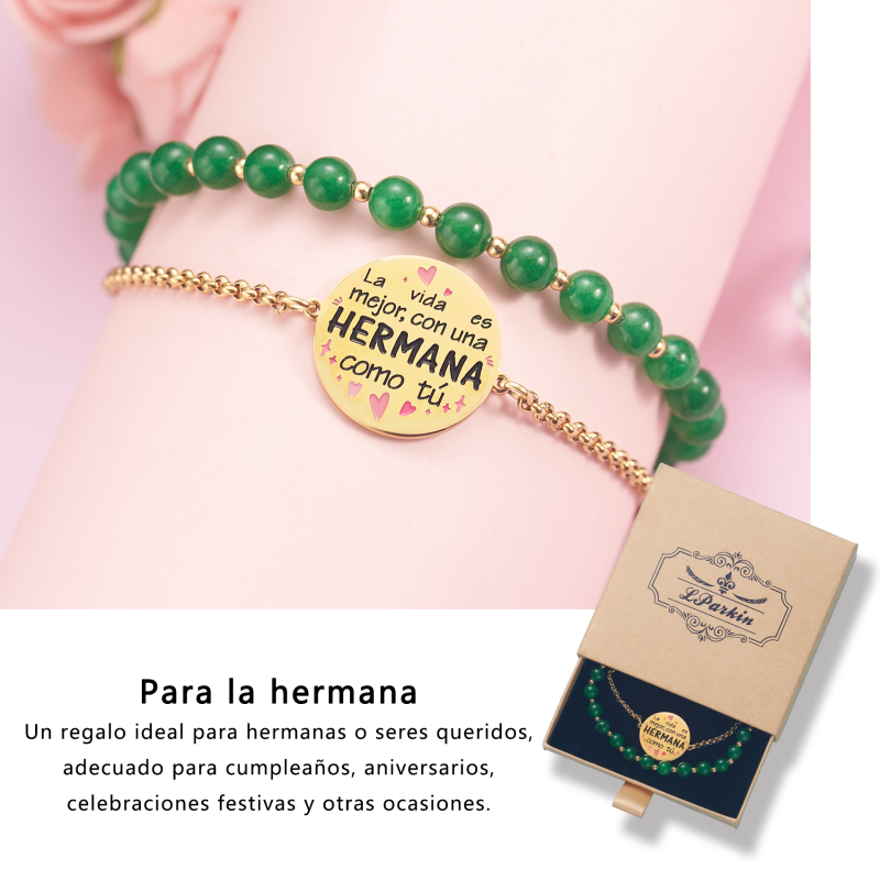 LParkin Doble Cuenta Pulsera Hermanas Regalo Hermana Mayor o Pequeña Original, Regalo Cumpleaños