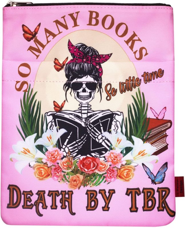 LParkin So Many Books So Little Time Death by TBR Book Covers for Readers Sleeve Gift Paperback Book Cover with Zipper