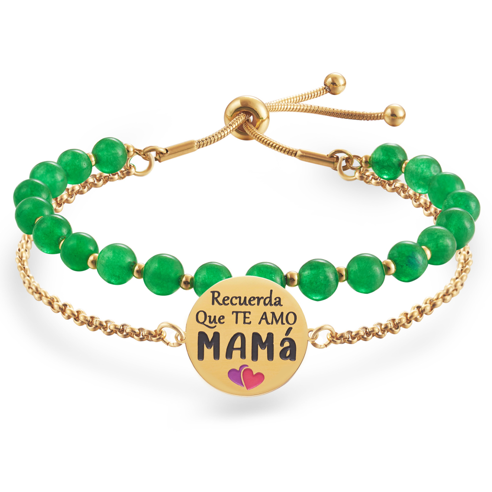 LParkin Doble Cuenta Pulsera Mama Acero Inoxidable Ajustable Regalo Mama Original Regalo Cumpleaños Mujer Regalo del día de la Madre