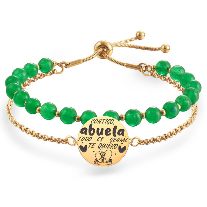 LParkin Doble Cuenta Pulsera Abuela Acero Inoxidable, Regalo Original para Abuela, Obsequios Abuela Personalizados Cumpleaños