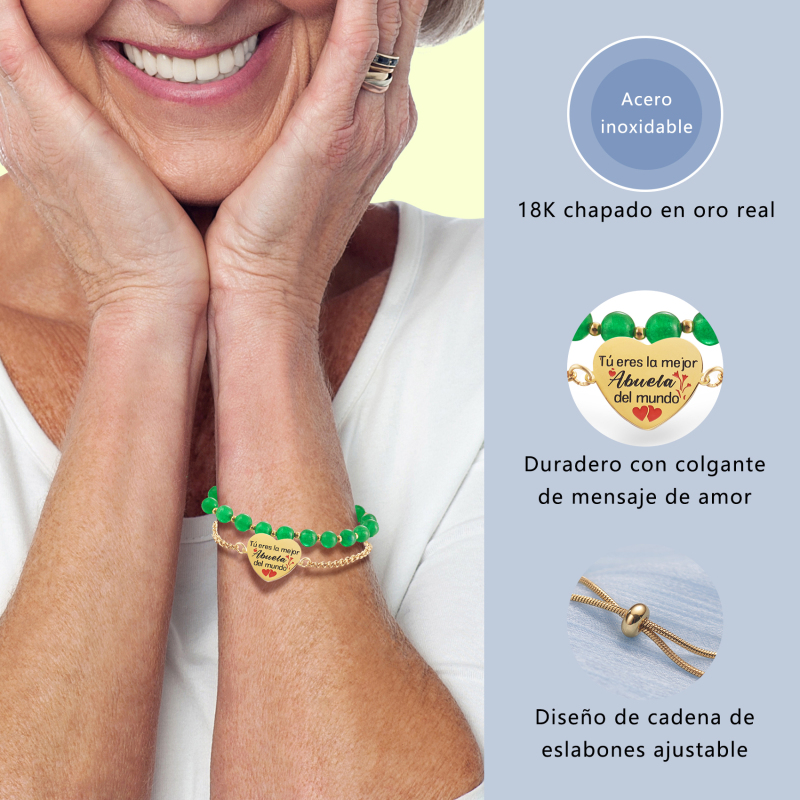 LParkin Doble Cuenta Pulsera Abuela Acero Inoxidable, Regalo Original para Abuela, Obsequios Abuela Personalizados Cumpleaños