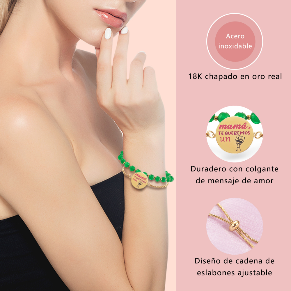 LParkin Doble Cuenta Pulsera Mama Acero Inoxidable Ajustable Regalo Mama Original Regalo Cumpleaños Mujer Regalo del día de la Madre