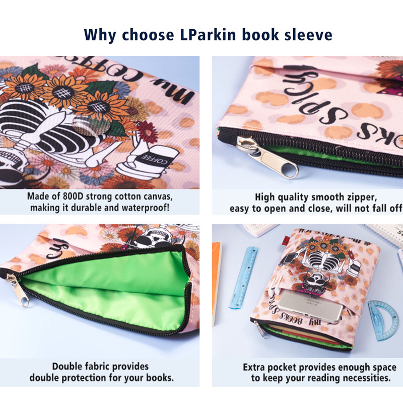 LParkin So Many Books So Little Time Death by TBR Book Covers for Readers Sleeve Gift Paperback Book Cover with Zipper