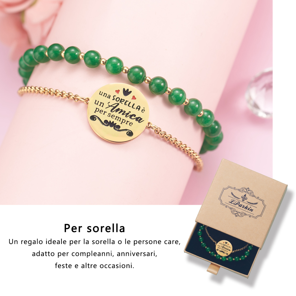 LParkin Bracciali Sorelle Acciaio Inox Regolabile, Sorella Maggiore Sorella Minore Regalo, Regalo Compleanno Anniversario Natale