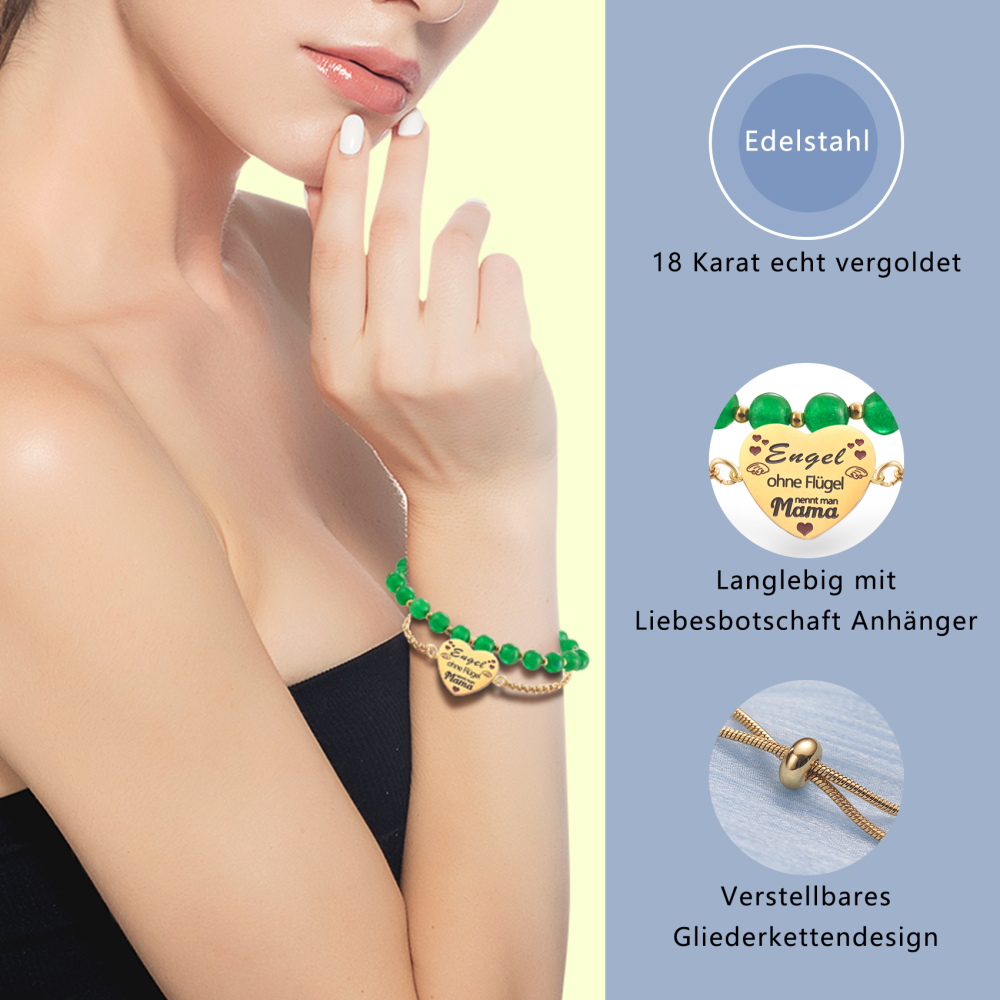 LParkin Doppelt Geperlt Mutter Armband Rostfreier Stahl Einstellbar, Personalisiert Geschenke für Mama, Geburtstagsgeschenk, Muttertagsgeschenk, Gold