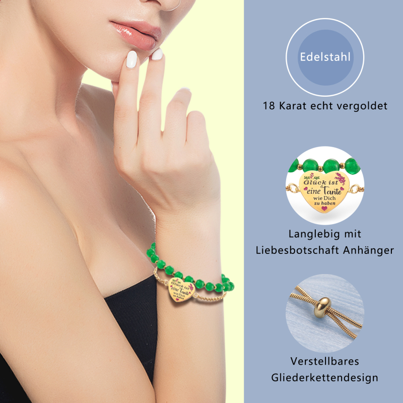 LParkin Doppelt Geperlt Tante Armband Rostfreier Stahl Einstellbar, Tante Geschenk Weihnachts Geburtstag, Tante Schmuck