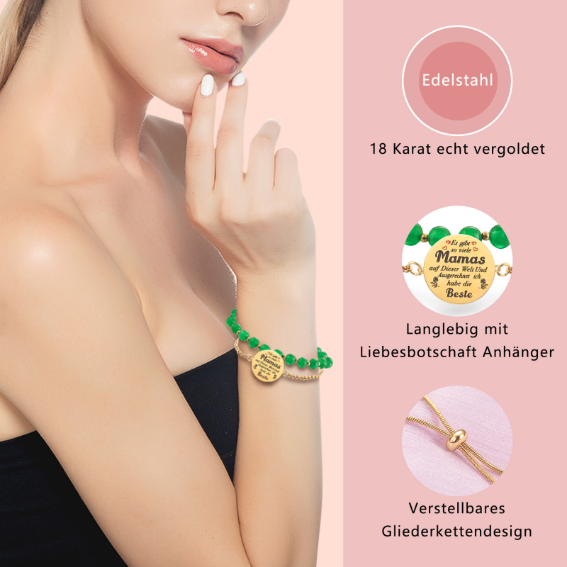 LParkin Doppelt Geperlt Mutter Armband Rostfreier Stahl Einstellbar, Personalisiert Geschenke für Mama, Geburtstagsgeschenk, Muttertagsgeschenk, Gold