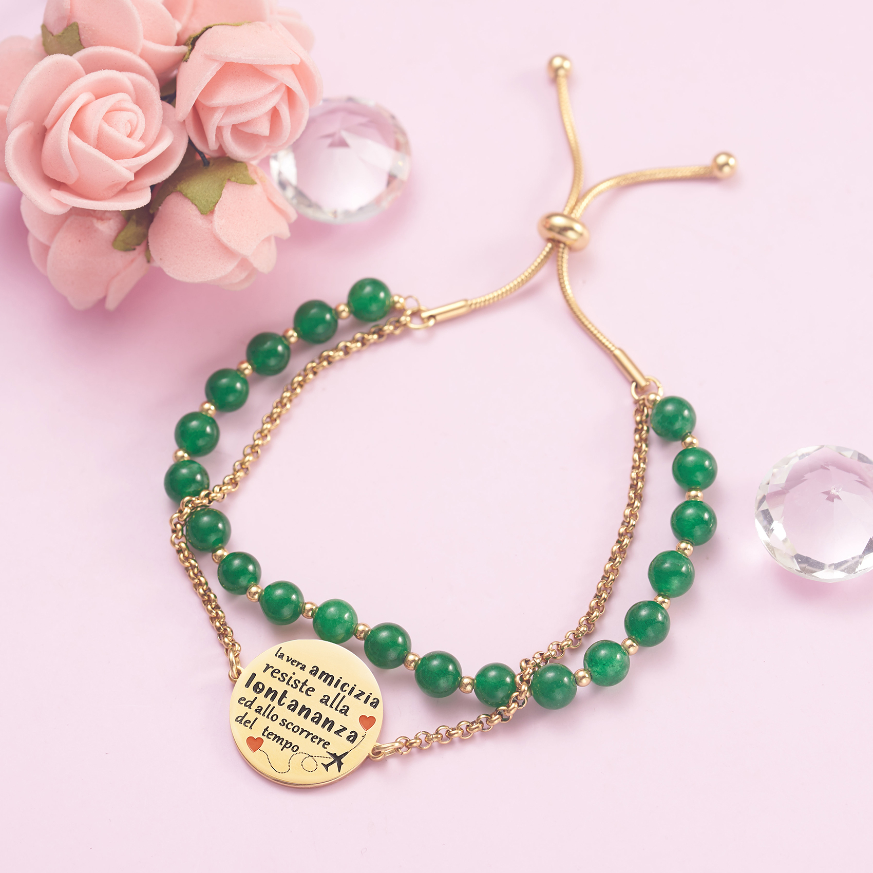 LParkin Bracciale Amicizia Acciaio Inox Regolabile, Regalo Amica Originale Compleanno Laurea Amicizia Gioielli