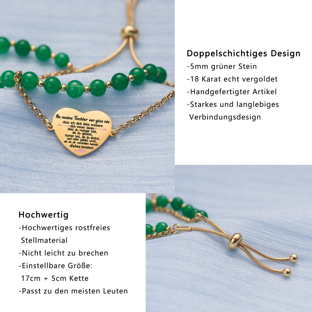 LParkin Doppelt Geperlt Mutter Armband Rostfreier Stahl Einstellbar, Personalisiert Geschenke für Mama, Geburtstagsgeschenk, Muttertagsgeschenk, Gold