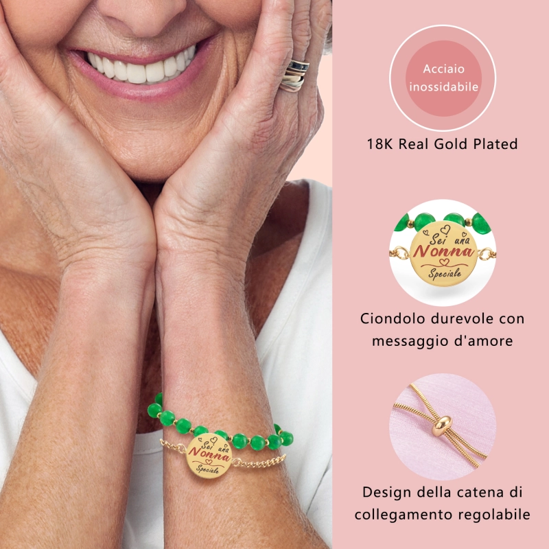 LParkin Bracciale della Nonna Acciaio inox Regolabile Sei una Nonna Speciale, Regalo Nonna Personalizzato, Idee Compleanno Regalo