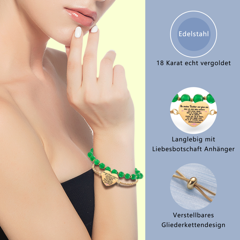 LParkin Doppelt Geperlt Mutter Armband Rostfreier Stahl Einstellbar, Personalisiert Geschenke für Mama, Geburtstagsgeschenk, Muttertagsgeschenk, Gold