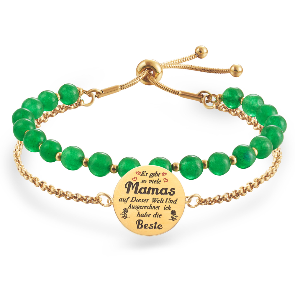 LParkin Doppelt Geperlt Mutter Armband Rostfreier Stahl Einstellbar, Personalisiert Geschenke für Mama, Geburtstagsgeschenk, Muttertagsgeschenk, Gold