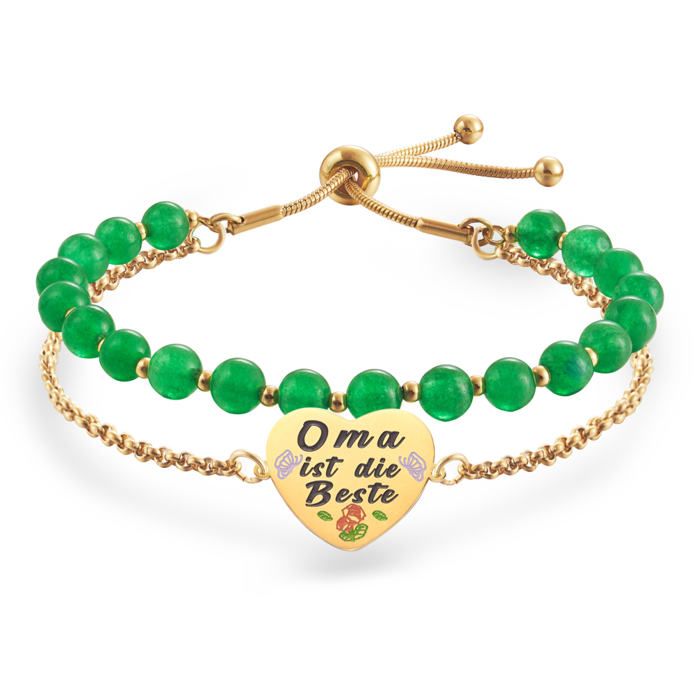 LParkin Doppelt Geperlt Oma Armband Rostfreier Stahl Einstellbar, Oma Geschenke zum Geburtstag, Muttertag Oma Geschenk