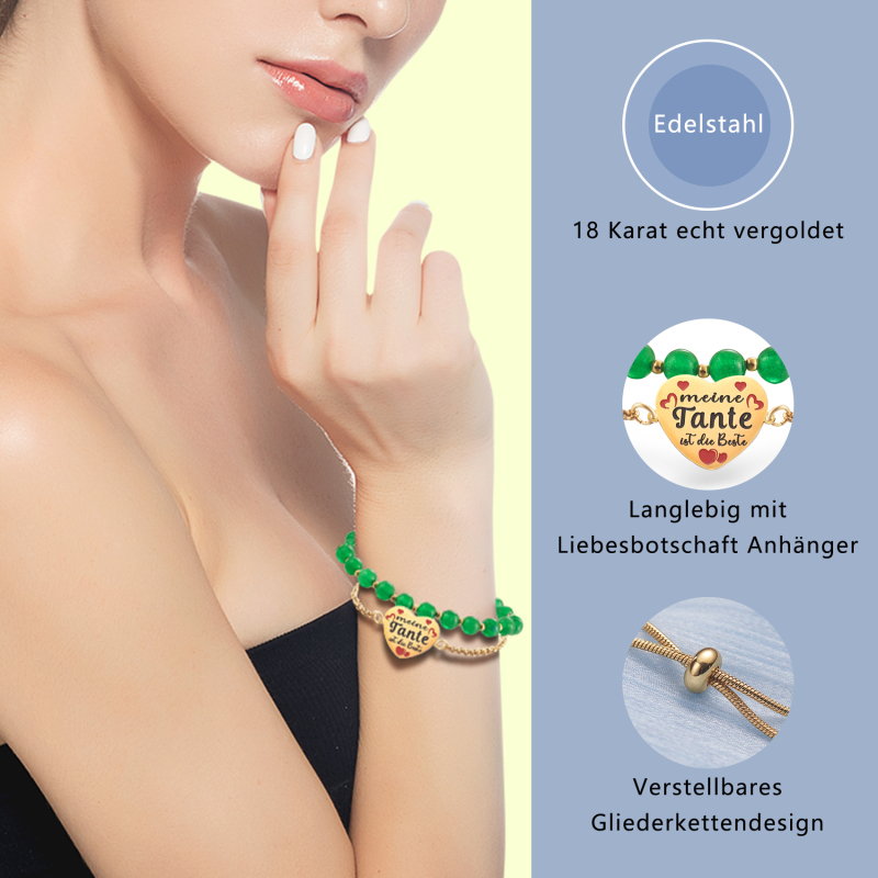 LParkin Doppelt Geperlt Tante Armband Rostfreier Stahl Einstellbar, Tante Geschenk Weihnachts Geburtstag, Tante Schmuck