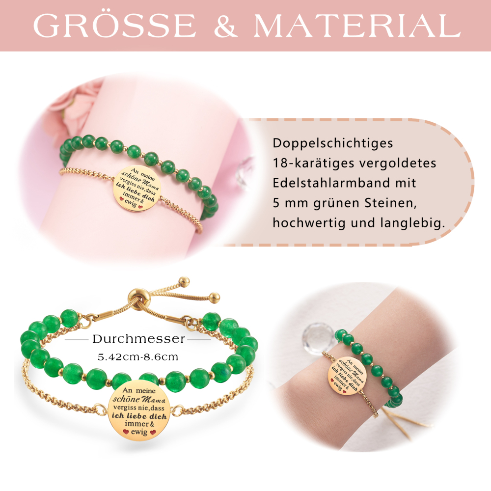 LParkin Doppelt Geperlt Mutter Armband Rostfreier Stahl Einstellbar, Personalisiert Geschenke für Mama, Geburtstagsgeschenk, Muttertagsgeschenk, Gold