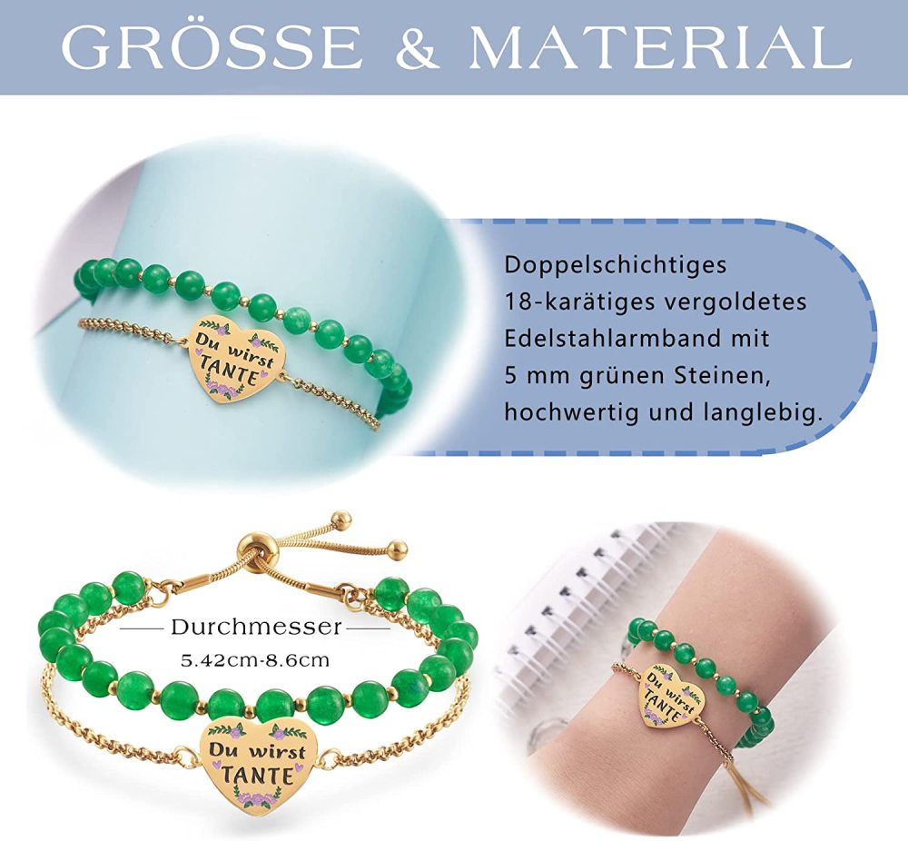 LParkin Double Pearled Aunt Bracelet Stainless Steel Adjustable Aunt Gift Christmas Birthday Aunt Jewellery