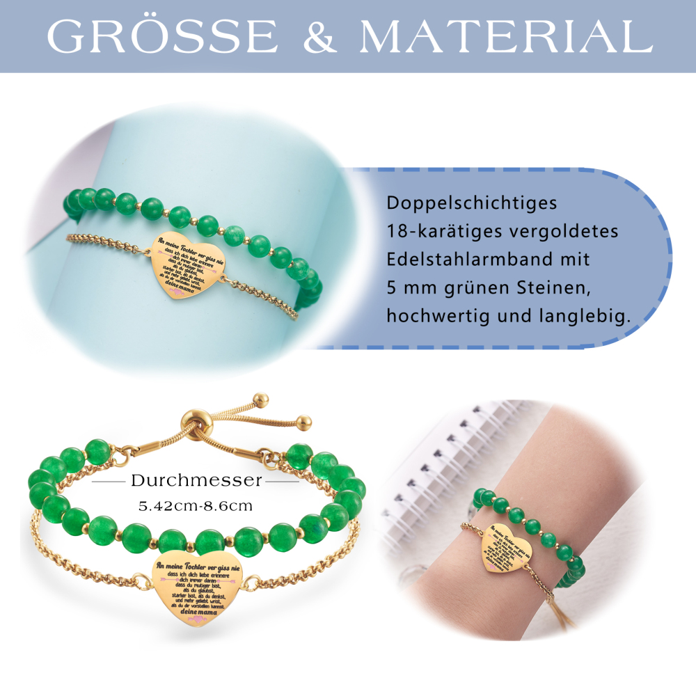 LParkin Doppelt Geperlt Mutter Armband Rostfreier Stahl Einstellbar, Personalisiert Geschenke für Mama, Geburtstagsgeschenk, Muttertagsgeschenk, Gold