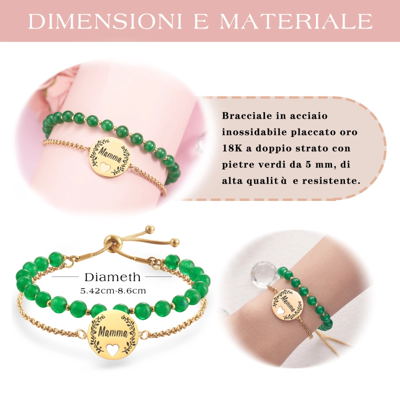 LParkin Bracciale Mamma Acciaio Inox Regolabile, Regali Mamma Originale, Regalo Compleanno Festa Della Mamma Natale