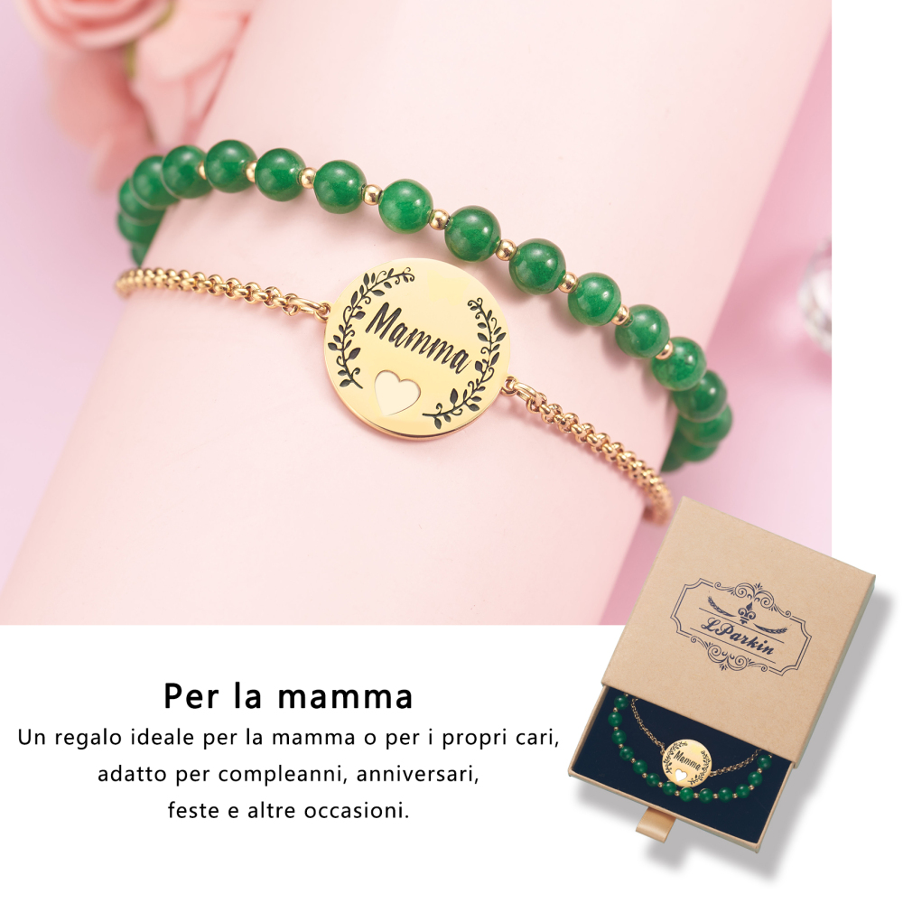 LParkin Bracciale Mamma Acciaio Inox Regolabile, Regali Mamma Originale, Regalo Compleanno Festa Della Mamma Natale