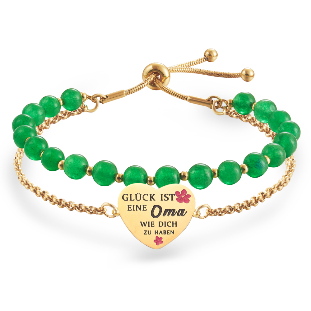 LParkin Doppelt Geperlt Oma Armband Rostfreier Stahl Einstellbar, Oma Geschenke zum Geburtstag, Muttertag Oma Geschenk