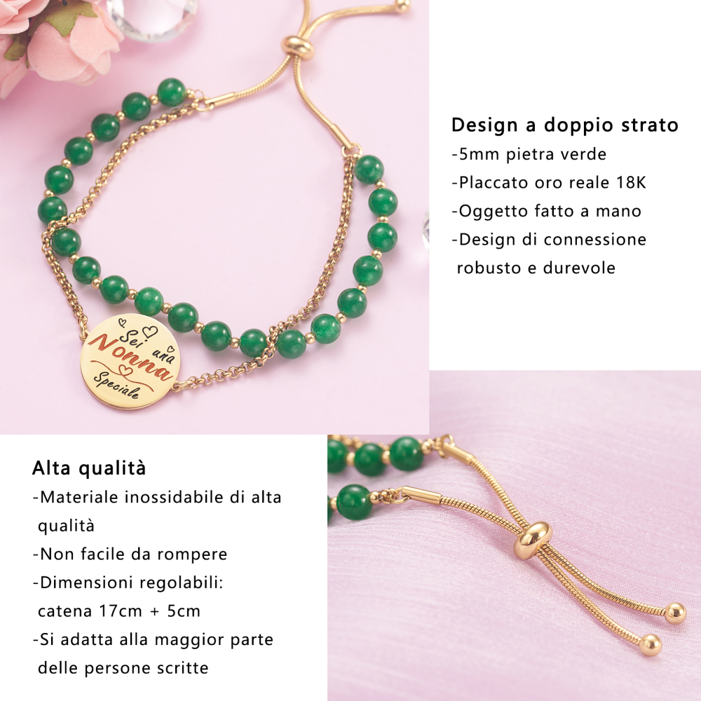 LParkin Bracciale della Nonna Acciaio inox Regolabile Sei una Nonna Speciale, Regalo Nonna Personalizzato, Idee Compleanno Regalo