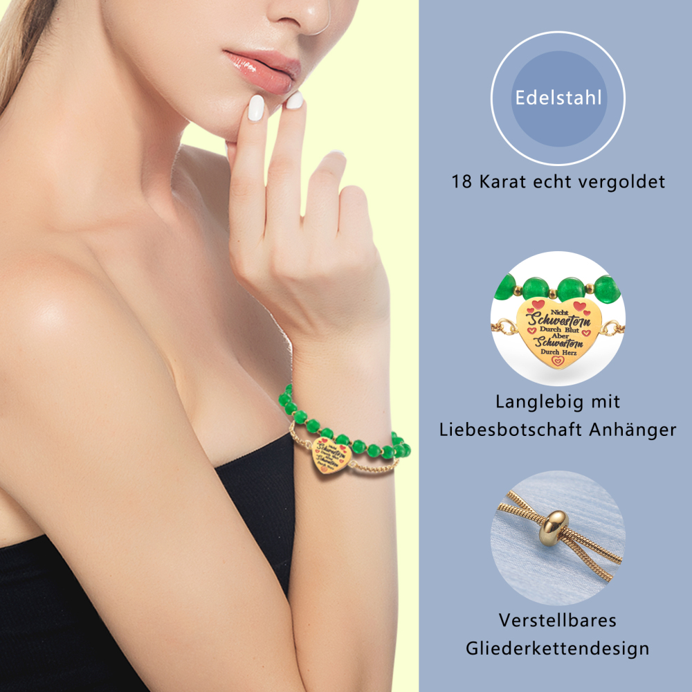 LParkin Doppelt Geperlt Schwester Armband Rostfreier Stahl Einstellbar, Schwester Geschenk Schmuck, Geburtstagsgeschenk Personalisiert