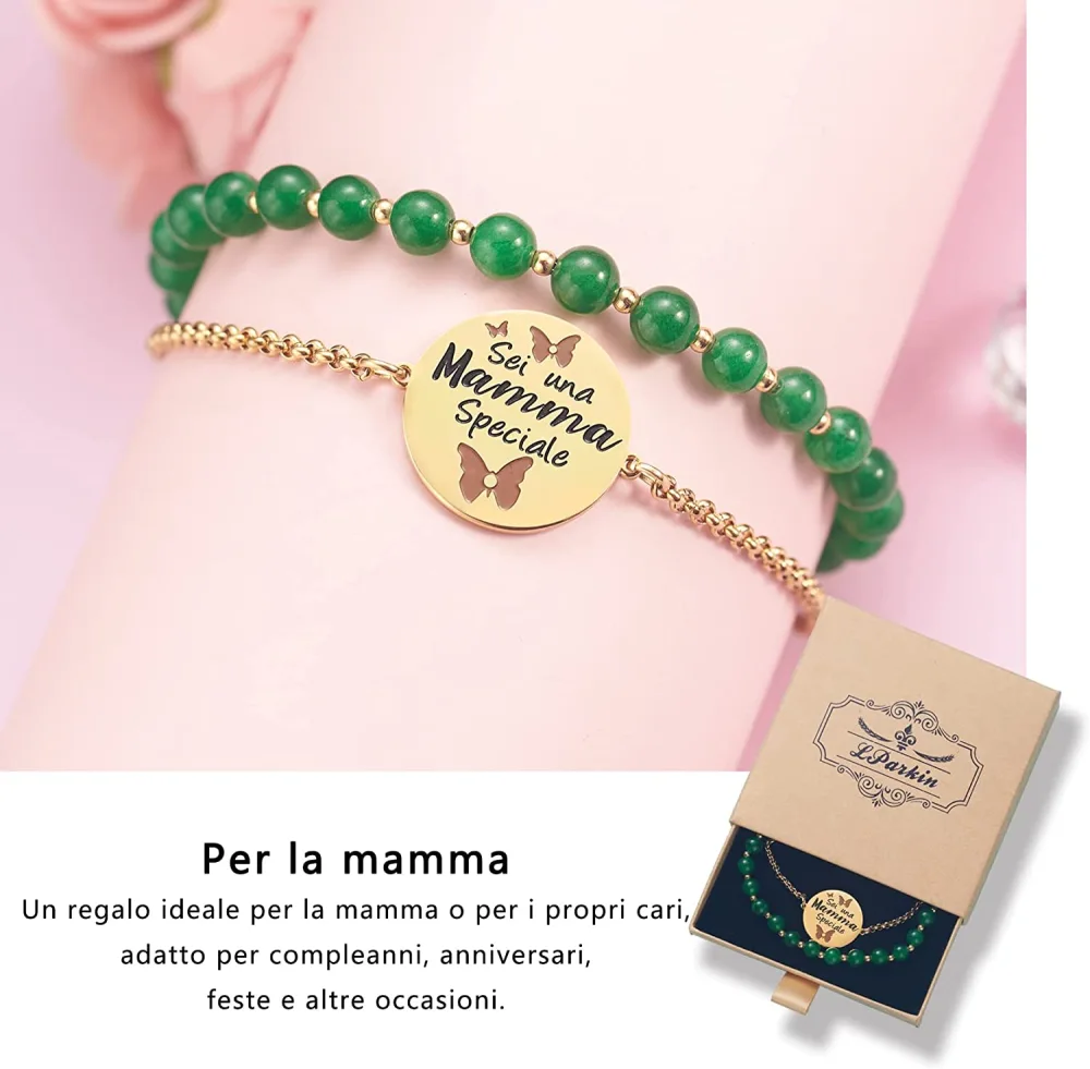 LParkin Bracciale Per Mamma "Sei Una Mamma Speciale" - Acciaio Inox Regolabile Con Confezione Regalo