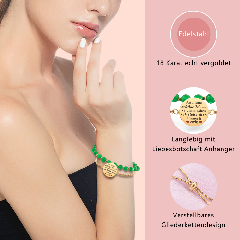 LParkin Doppelt Geperlt Mutter Armband Rostfreier Stahl Einstellbar, Personalisiert Geschenke für Mama, Geburtstagsgeschenk, Muttertagsgeschenk, Gold