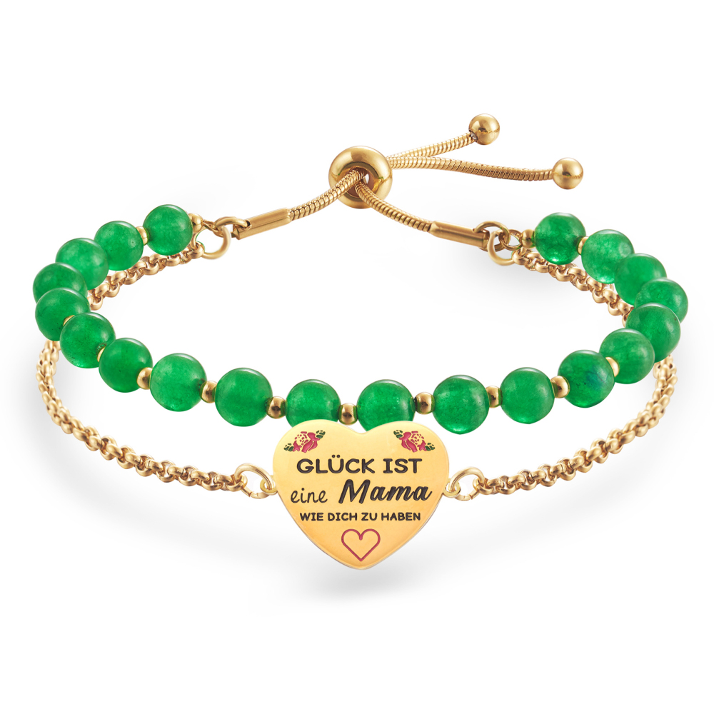 LParkin Doppelt Geperlt Mutter Armband Rostfreier Stahl Einstellbar, Personalisiert Geschenke für Mama, Geburtstagsgeschenk, Muttertagsgeschenk, Gold