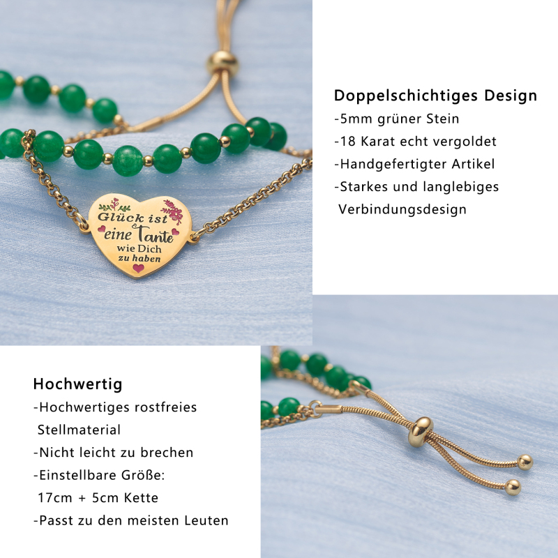 LParkin Doppelt Geperlt Tante Armband Rostfreier Stahl Einstellbar, Tante Geschenk Weihnachts Geburtstag, Tante Schmuck