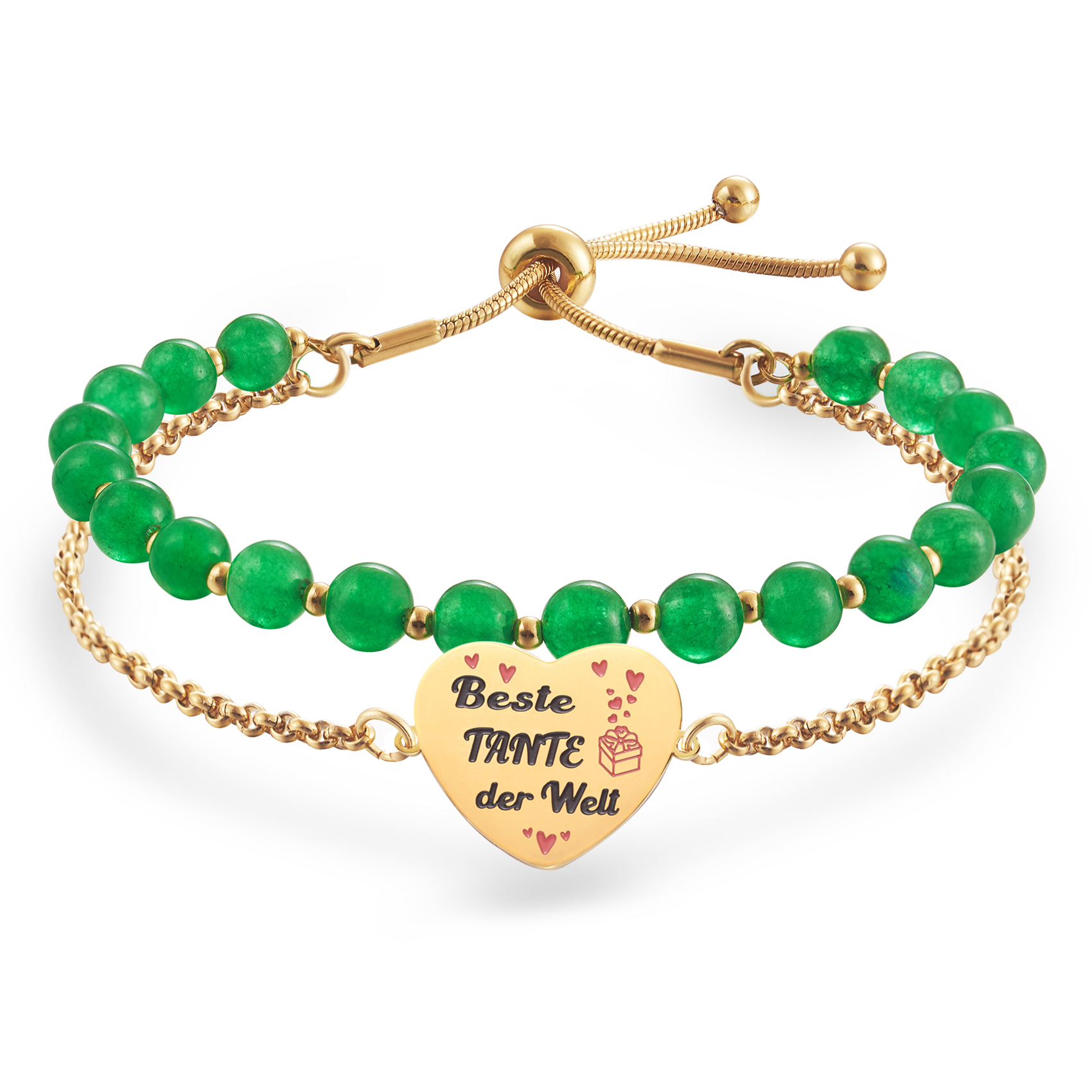 LParkin Doppelt Geperlt Tante Armband Rostfreier Stahl Einstellbar, Tante Geschenk Weihnachts Geburtstag, Tante Schmuck