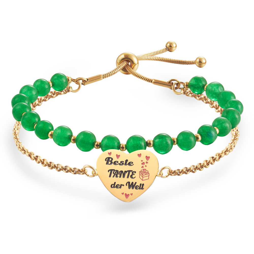 LParkin Doppelt Geperlt Tante Armband Rostfreier Stahl Einstellbar, Tante Geschenk Weihnachts Geburtstag, Tante Schmuck