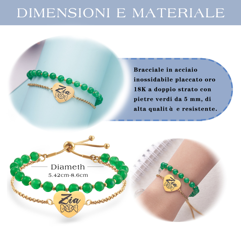 LParkin Regalo Bracciale Zia Acciaio Inox Regolabile, Regalo Zia Compleanno Originali, Gioielli Donna