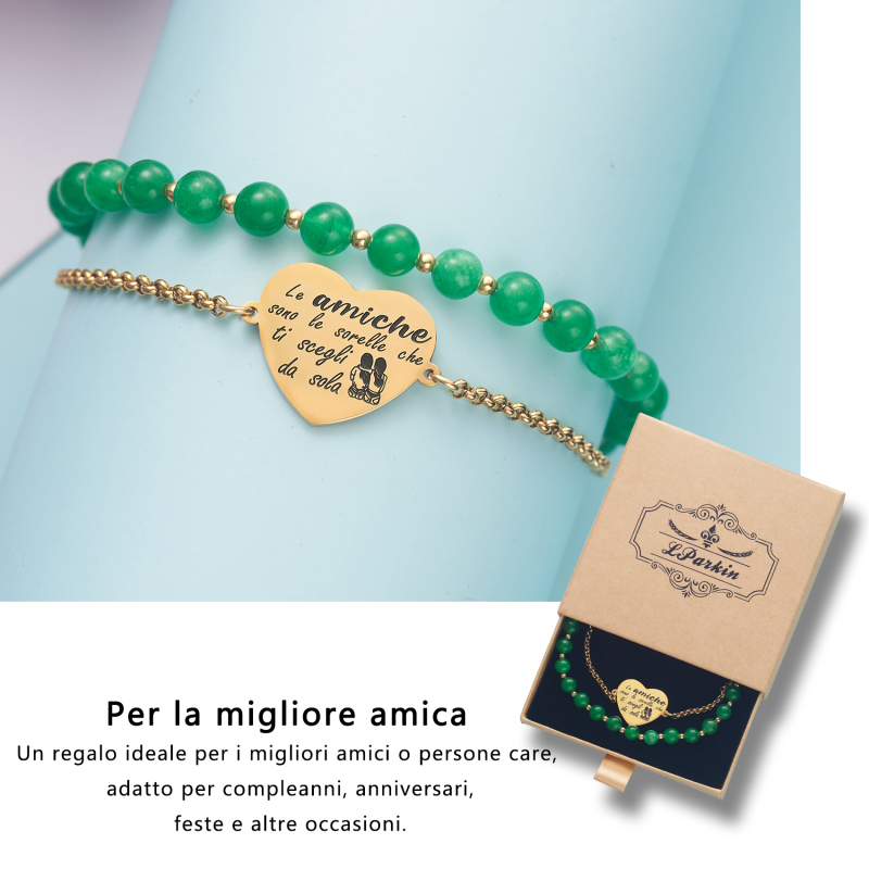 LParkin Bracciale Amicizia Acciaio Inox Regolabile, Regalo Amica Originale Compleanno Laurea Amicizia Gioielli