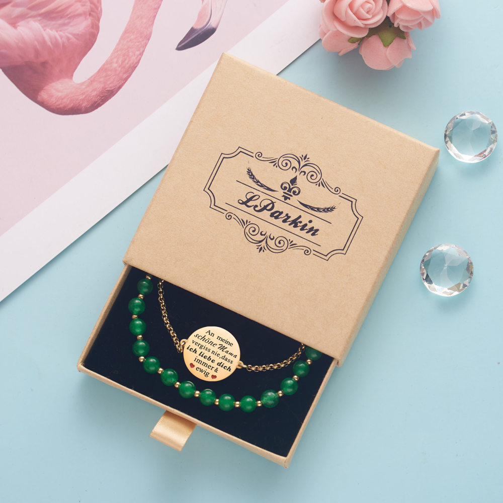 LParkin Doppelt Geperlt Mutter Armband Rostfreier Stahl Einstellbar, Personalisiert Geschenke für Mama, Geburtstagsgeschenk, Muttertagsgeschenk, Gold