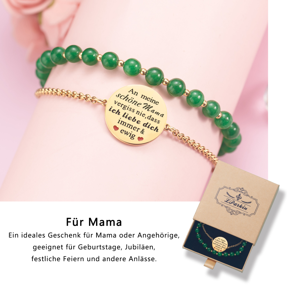 LParkin Doppelt Geperlt Mutter Armband Rostfreier Stahl Einstellbar, Personalisiert Geschenke für Mama, Geburtstagsgeschenk, Muttertagsgeschenk, Gold