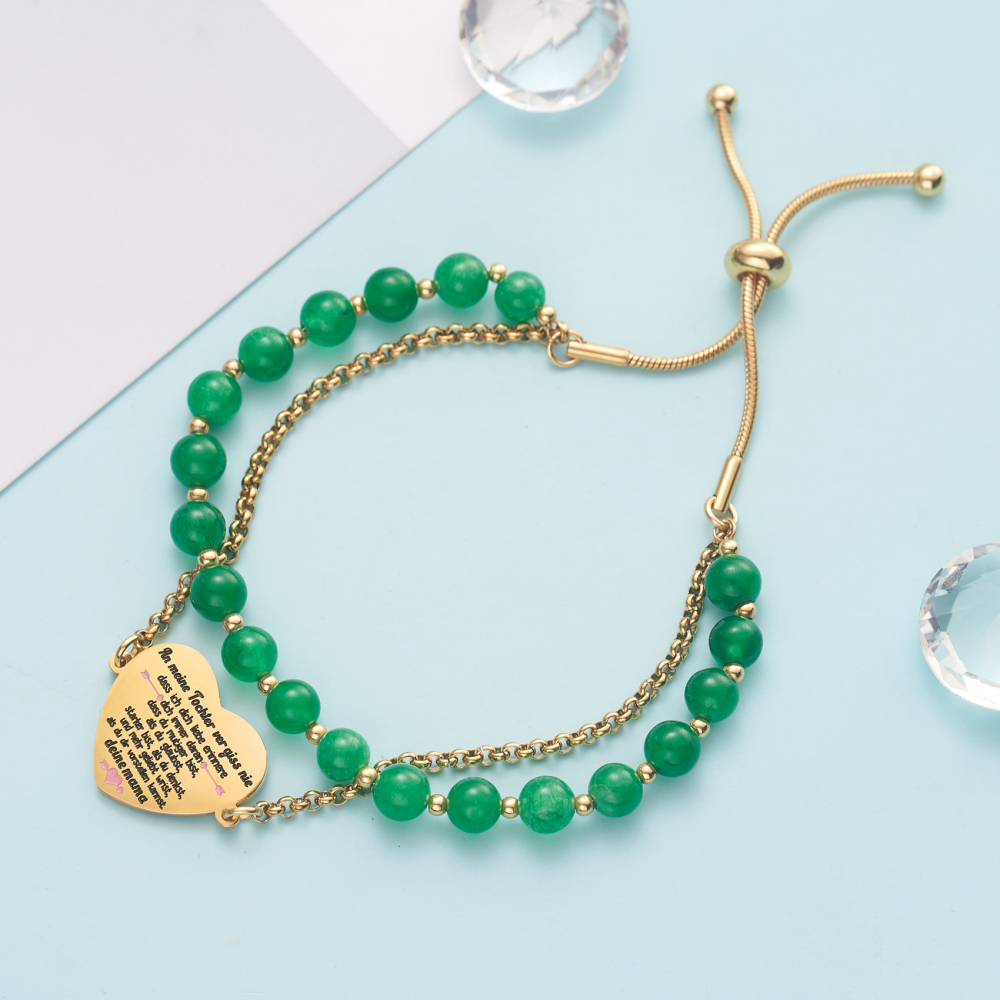 LParkin Doppelt Geperlt Mutter Armband Rostfreier Stahl Einstellbar, Personalisiert Geschenke für Mama, Geburtstagsgeschenk, Muttertagsgeschenk, Gold