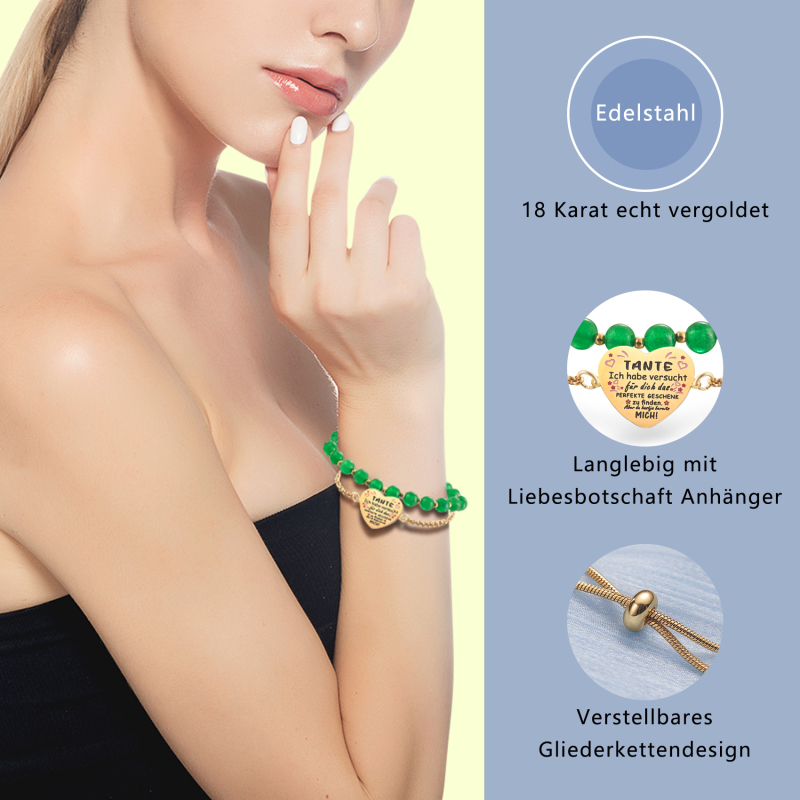 LParkin Doppelt Geperlt Tante Armband Rostfreier Stahl Einstellbar, Tante Geschenk Weihnachts Geburtstag, Tante Schmuck