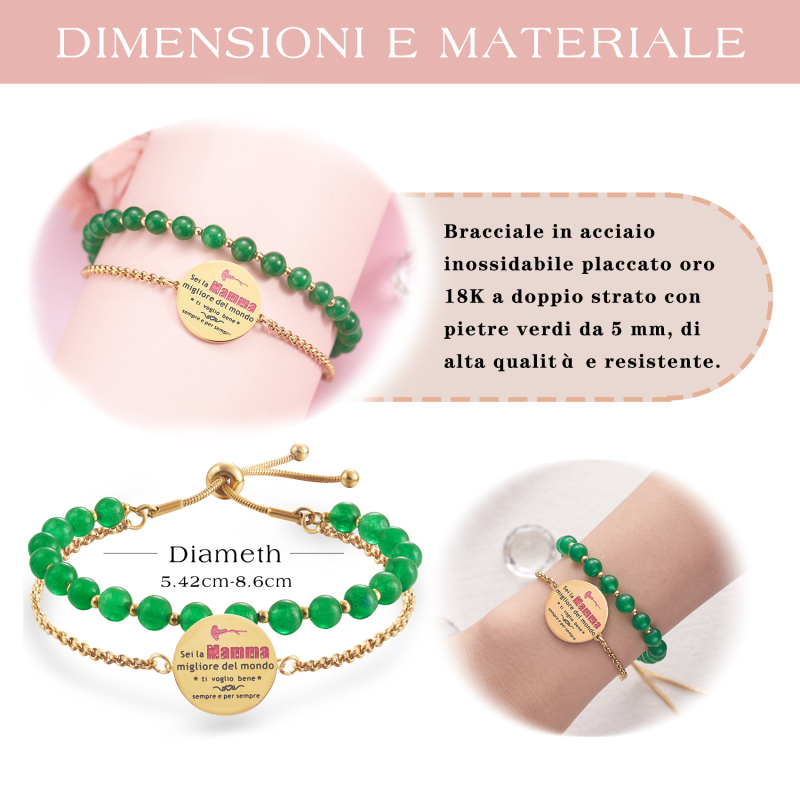 LParkin Bracciale Mamma Acciaio Inox Regolabile, Regali Mamma Originale, Regalo Compleanno Festa Della Mamma Natale