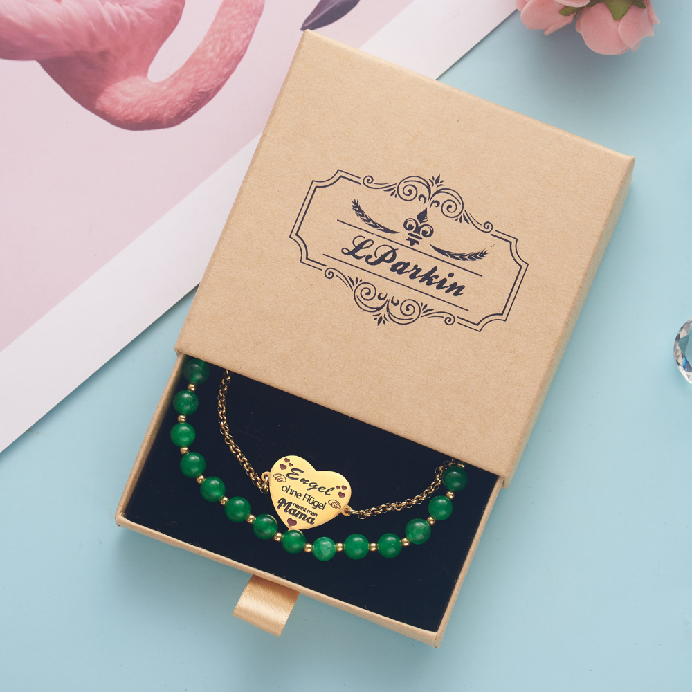 LParkin Doppelt Geperlt Mutter Armband Rostfreier Stahl Einstellbar, Personalisiert Geschenke für Mama, Geburtstagsgeschenk, Muttertagsgeschenk, Gold