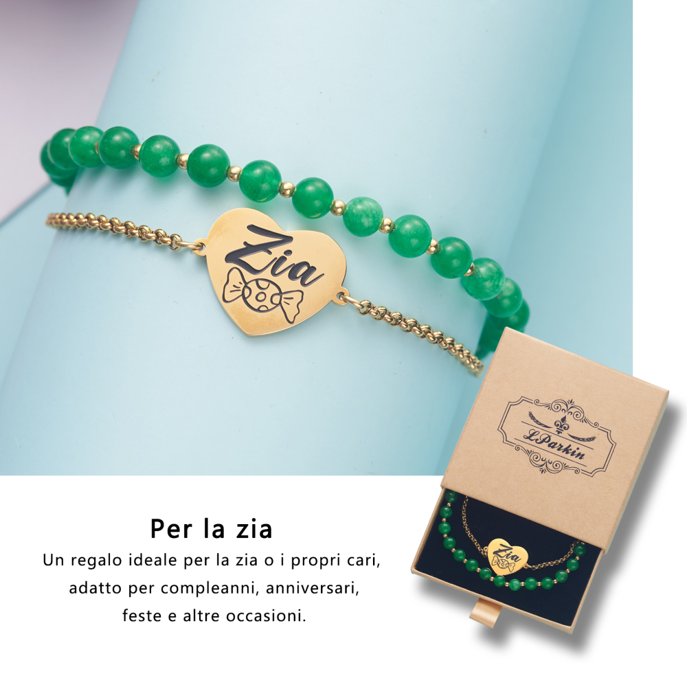 LParkin Regalo Bracciale Zia Acciaio Inox Regolabile, Regalo Zia Compleanno Originali, Gioielli Donna