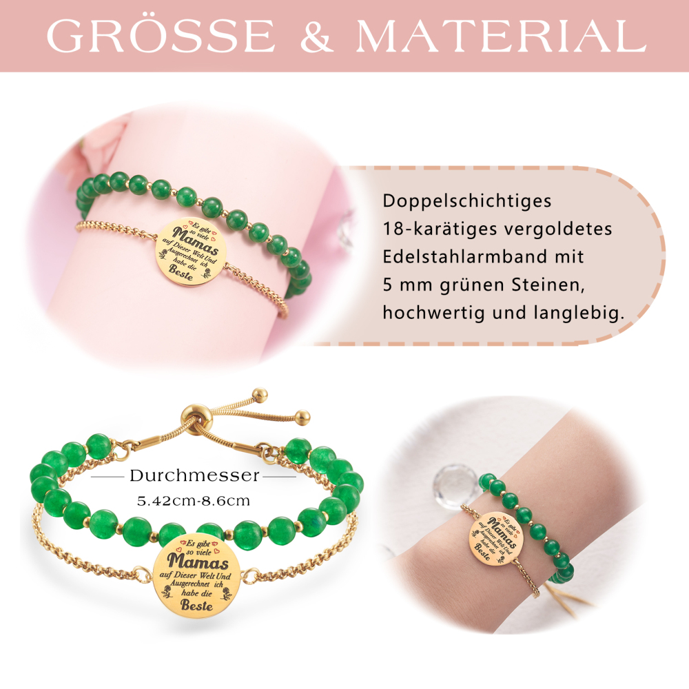 LParkin Doppelt Geperlt Mutter Armband Rostfreier Stahl Einstellbar, Personalisiert Geschenke für Mama, Geburtstagsgeschenk, Muttertagsgeschenk, Gold