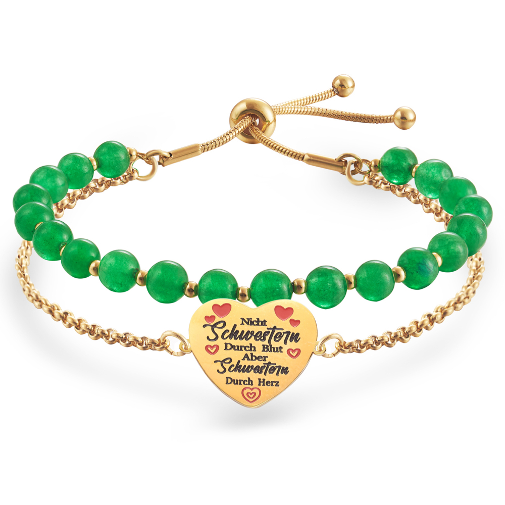 LParkin Doppelt Geperlt Schwester Armband Rostfreier Stahl Einstellbar, Schwester Geschenk Schmuck, Geburtstagsgeschenk Personalisiert