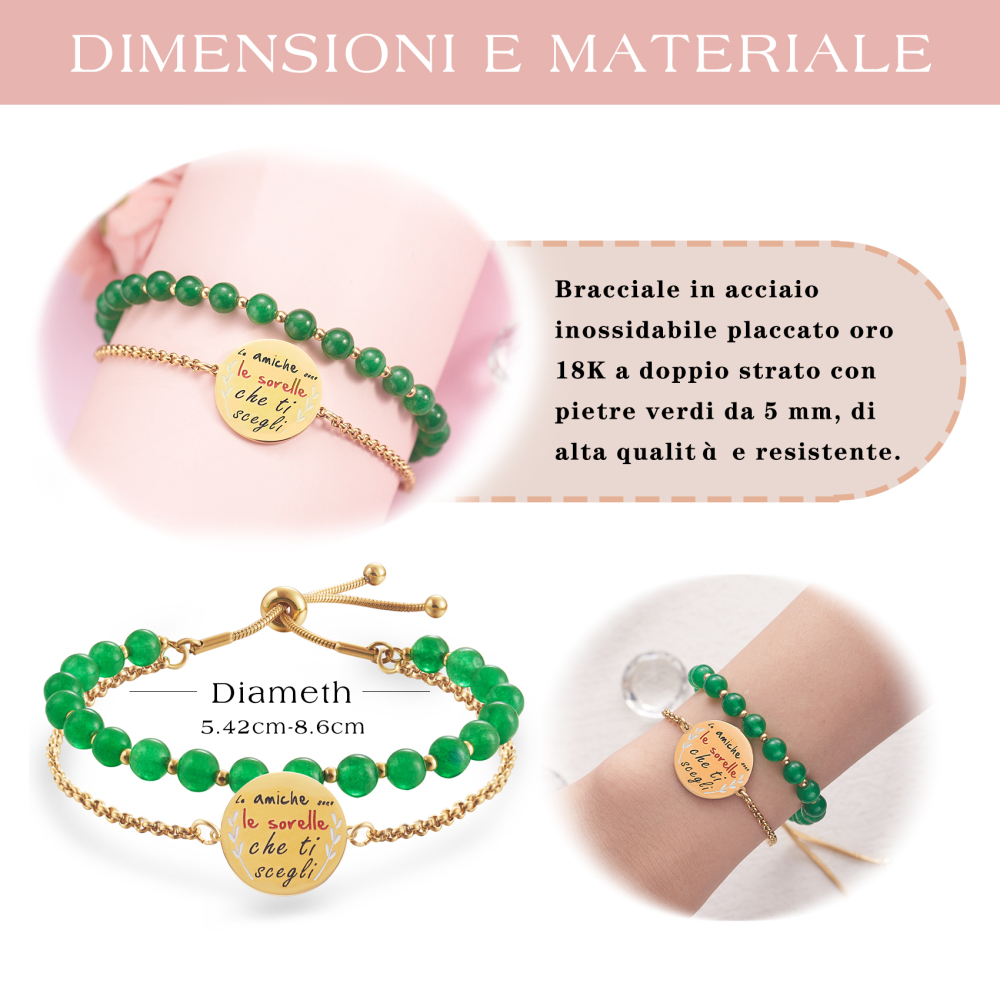 LParkin Bracciale Amicizia Acciaio Inox Regolabile, Regalo Amica Originale Compleanno Laurea Amicizia Gioielli