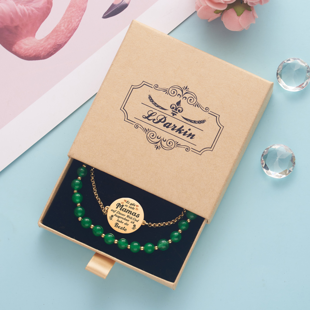 LParkin Doppelt Geperlt Mutter Armband Rostfreier Stahl Einstellbar, Personalisiert Geschenke für Mama, Geburtstagsgeschenk, Muttertagsgeschenk, Gold