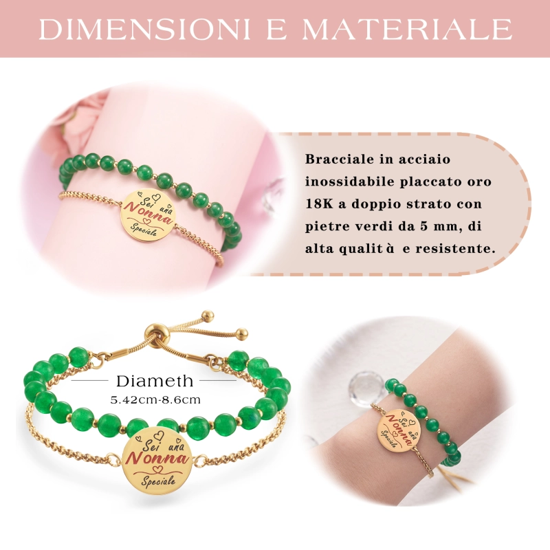 LParkin Bracciale della Nonna Acciaio inox Regolabile Sei una Nonna Speciale, Regalo Nonna Personalizzato, Idee Compleanno Regalo